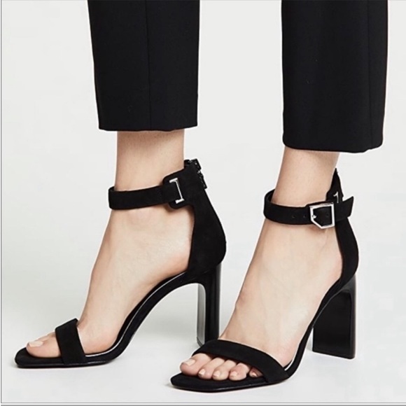 NWT Rag & Bone Ellis Sandals Heels Leather Suede Black 2.5” heel Size 8